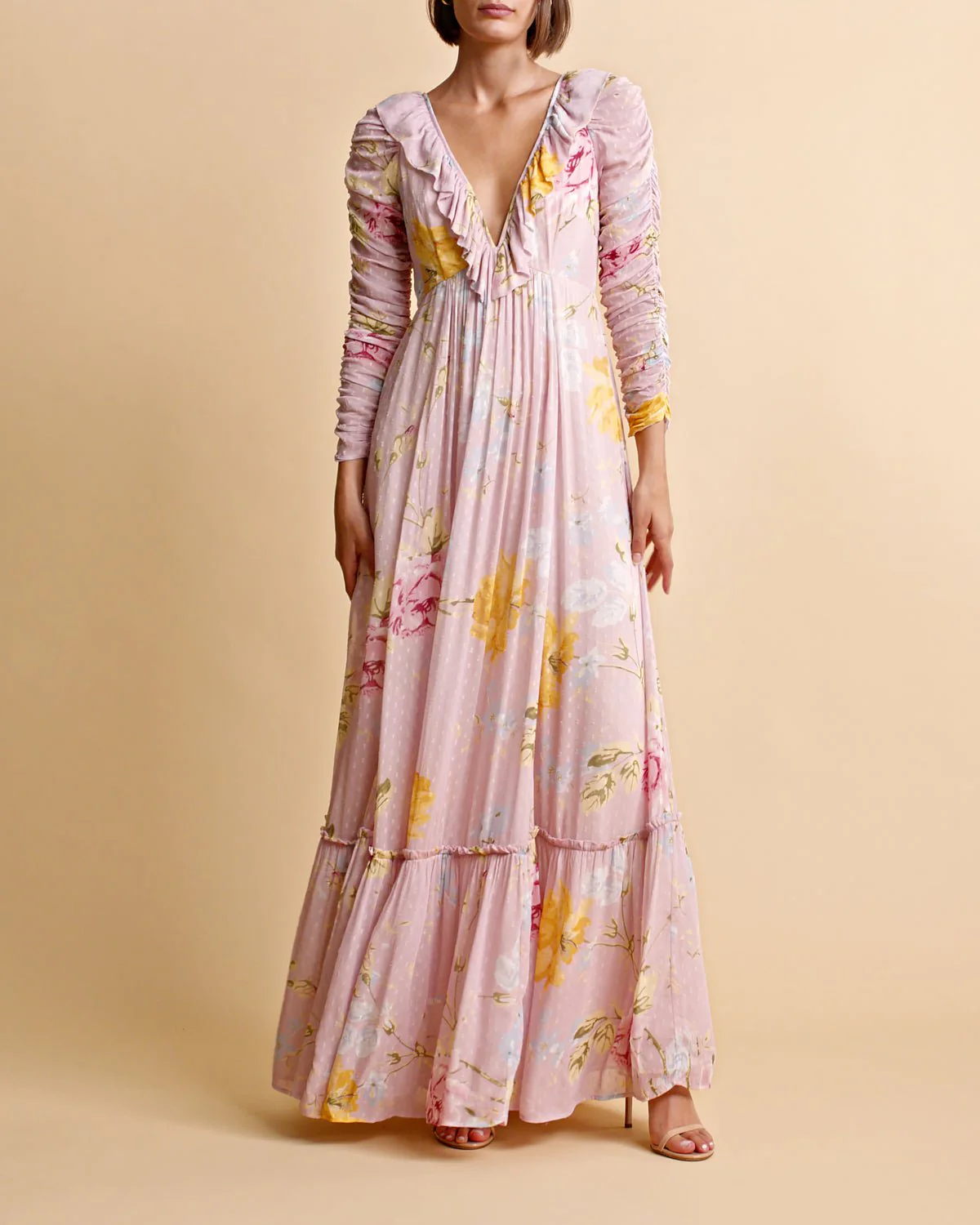 Dotted Georgette Rouching Gown Flourish Wall - Image 5