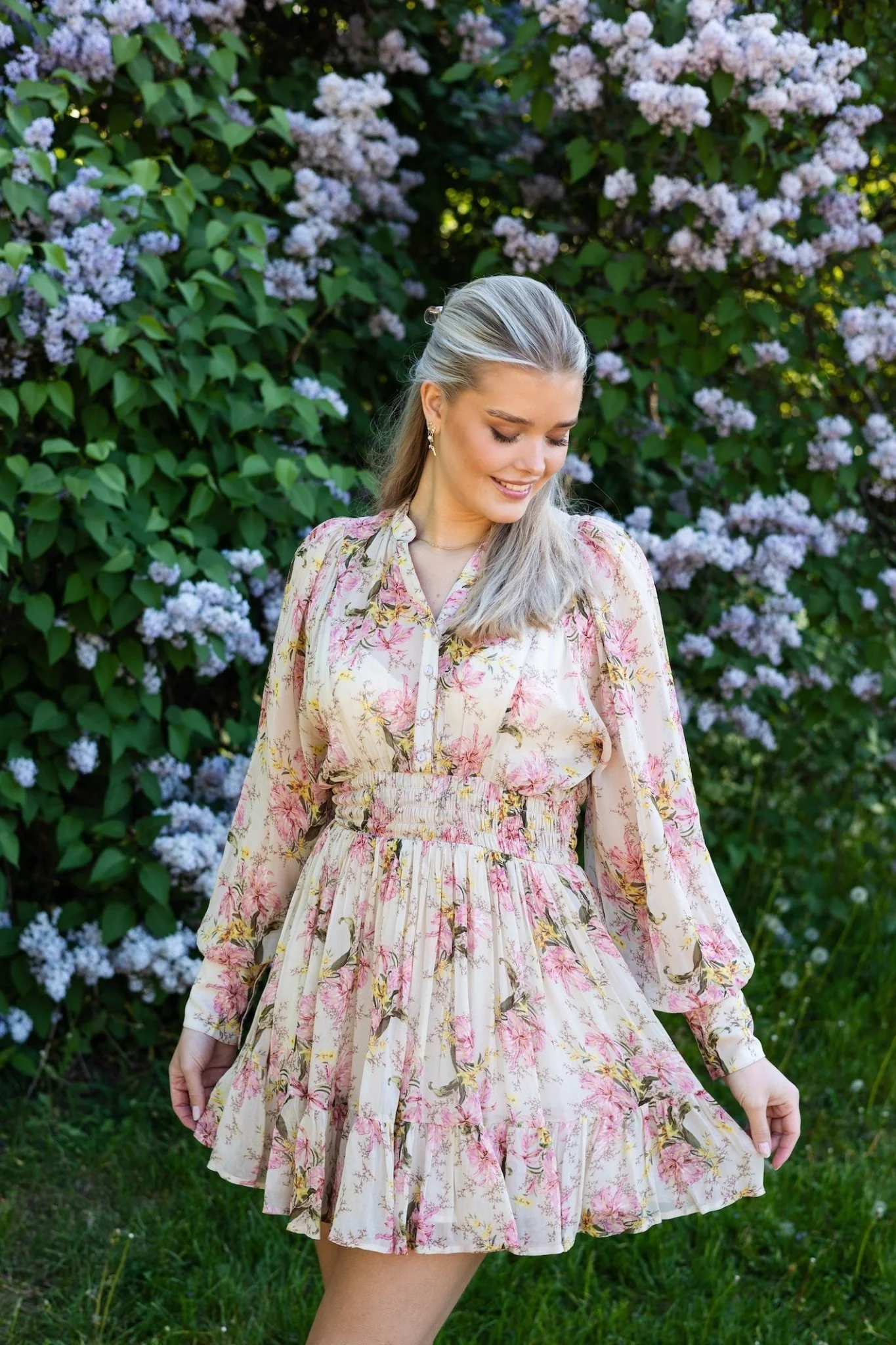 Georgette Mini Dress Vintage Lilies - Image 3