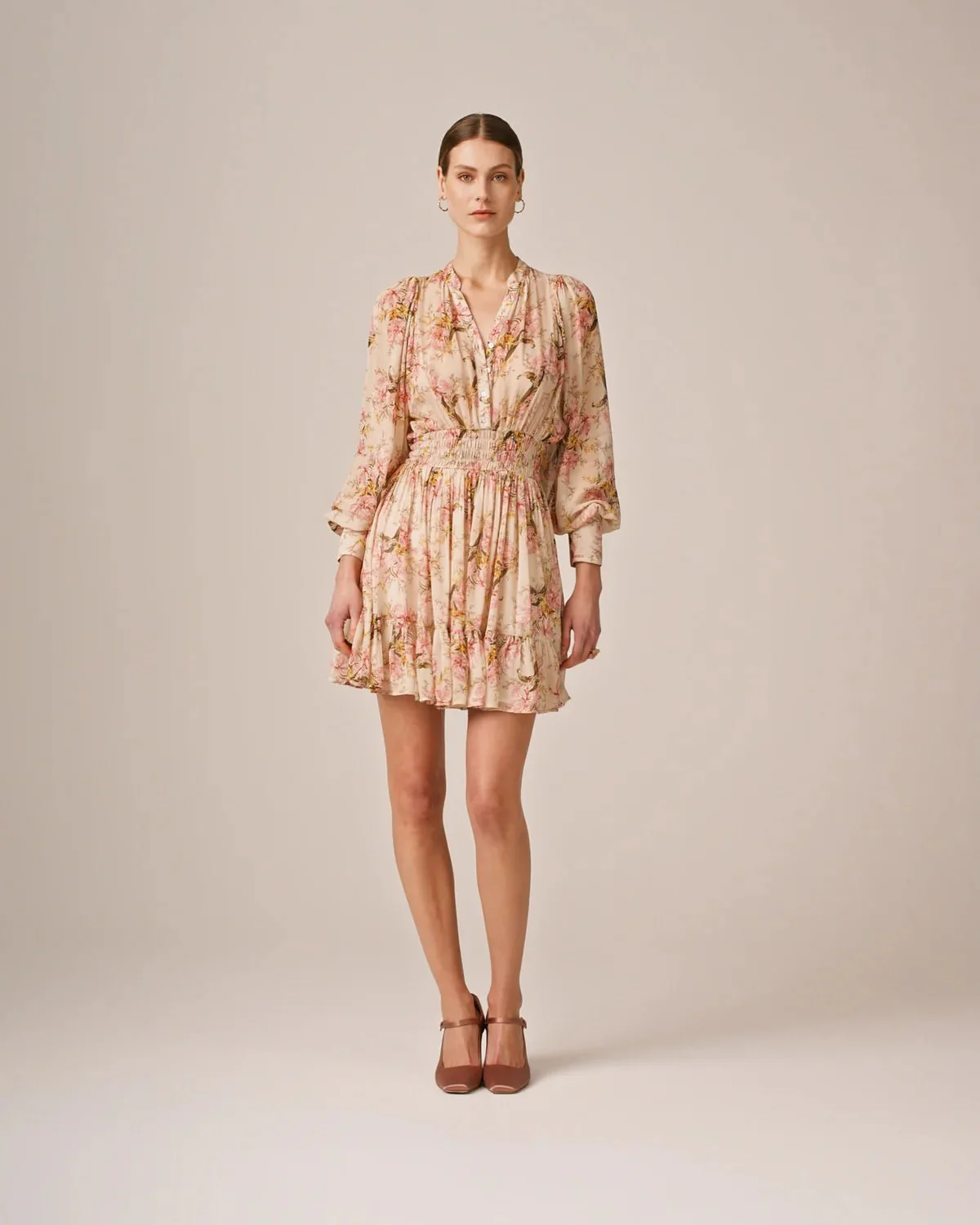 Georgette Mini Dress Vintage Lilies - Image 4