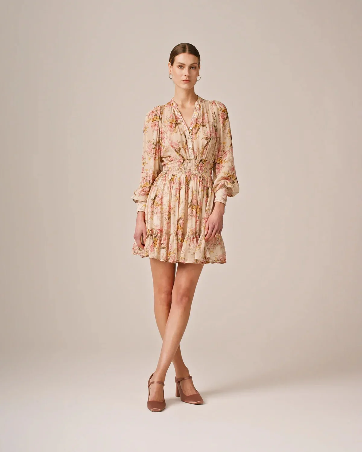 Georgette Mini Dress Vintage Lilies - Image 8