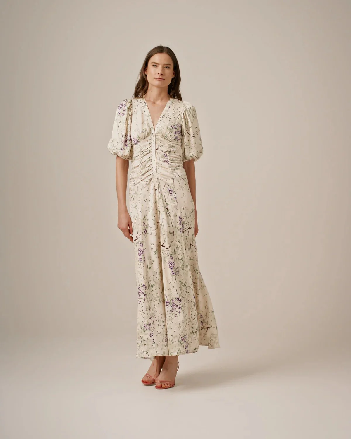 Crepe Satin Rouching Gown Dreamy Lilac - Image 5