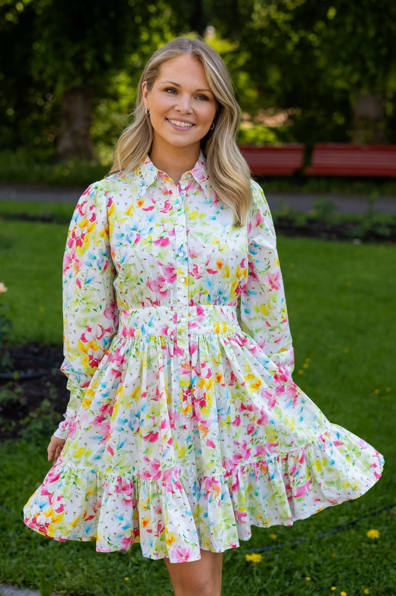 Poplin Button Down Mini Dress Flora