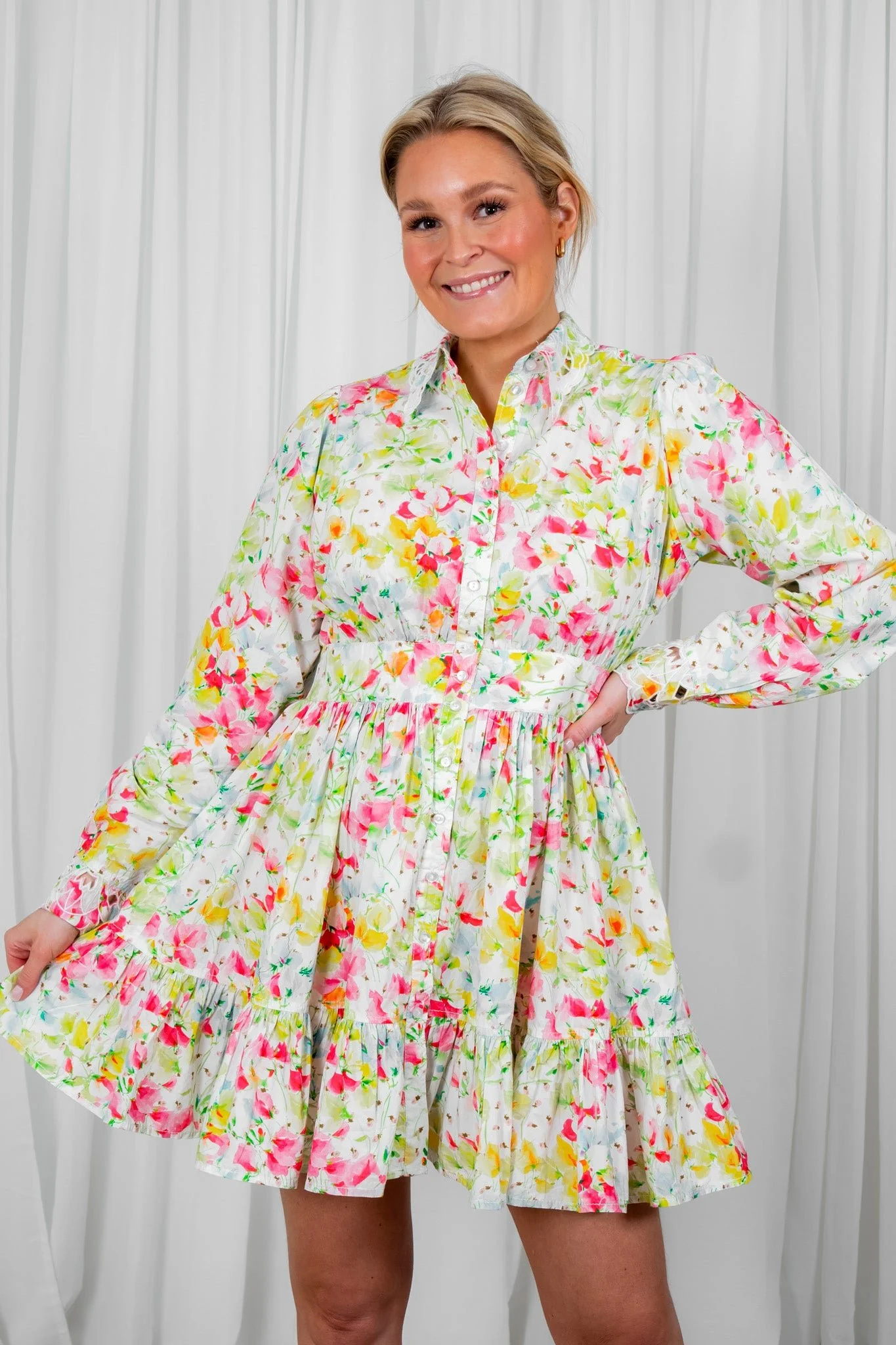 Poplin Button Down Mini Dress Flora - Image 5