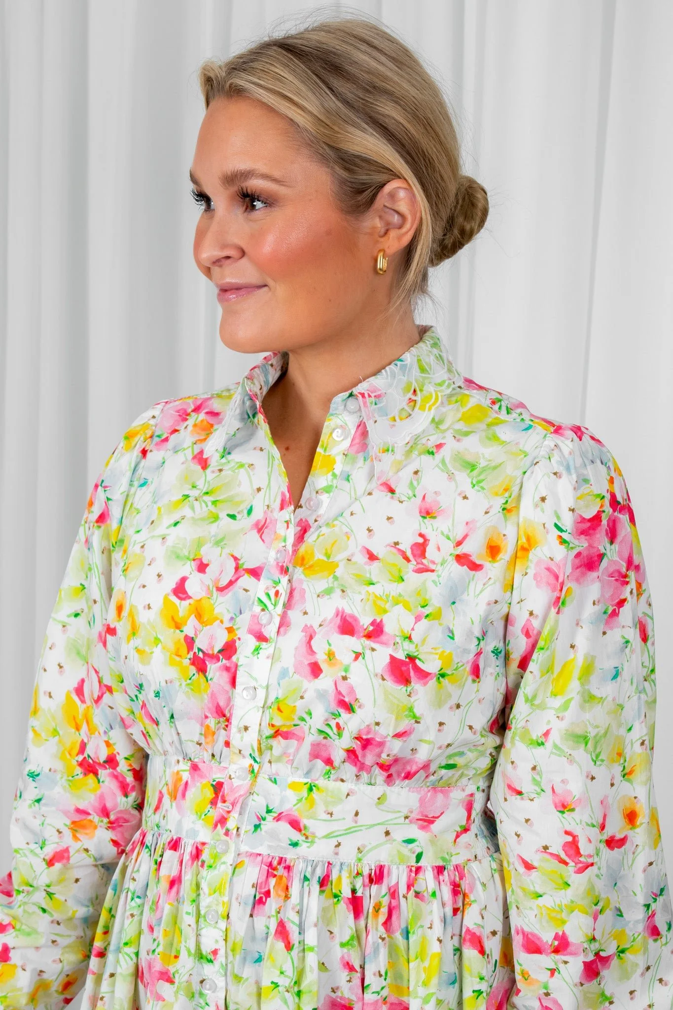 Poplin Button Down Mini Dress Flora - Image 6