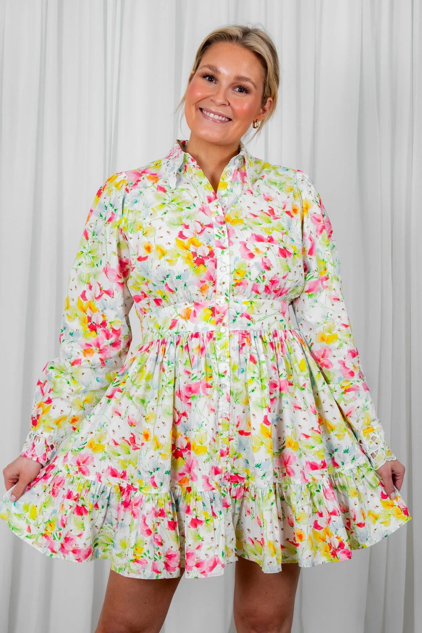 Poplin Button Down Mini Dress Flora - Image 7