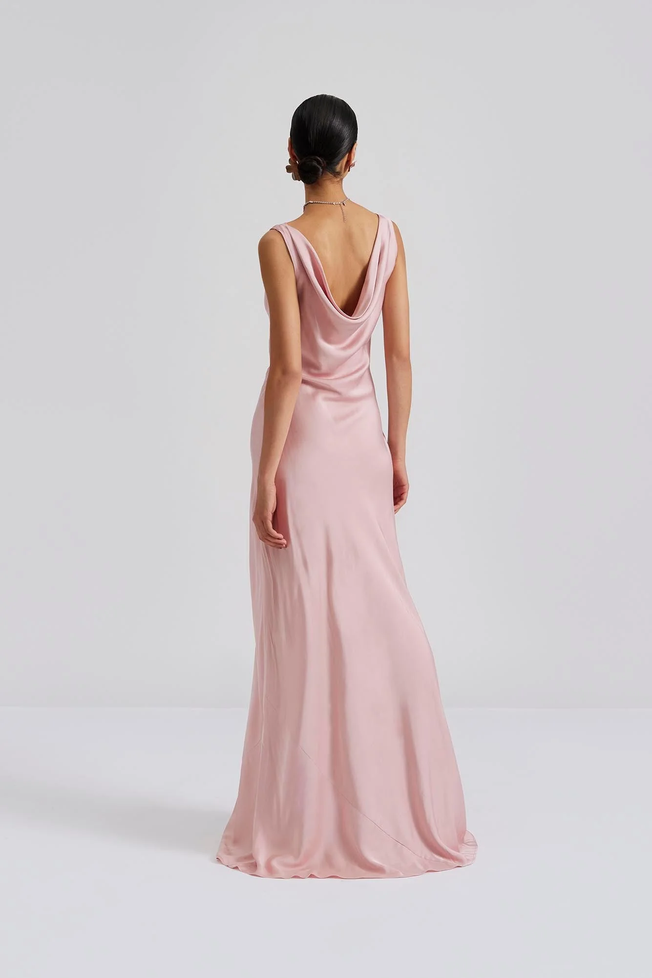 Leah Cowl Satin Maxi Dress Blush - Image 3