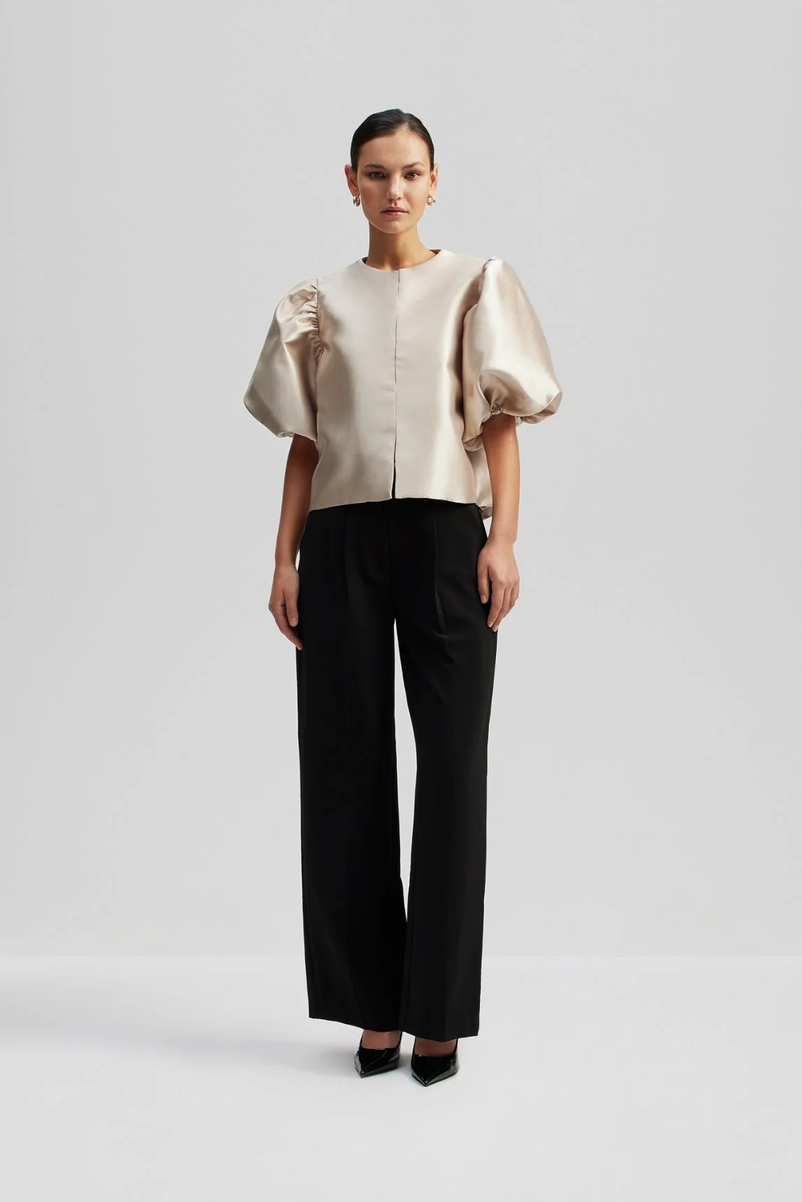 Cleo Pouf Sleeve Blouse Soft Beige - Image 4