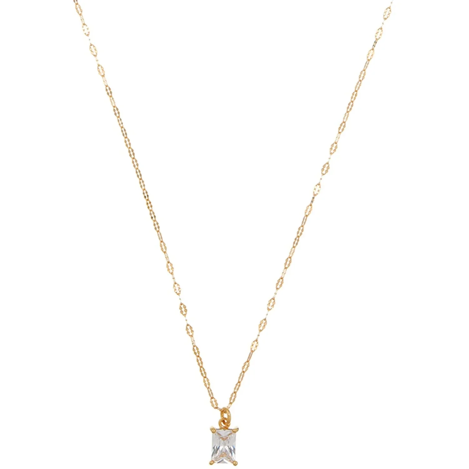 Crystal Baguette & Dainty Chain Necklace Crystal - Image 4