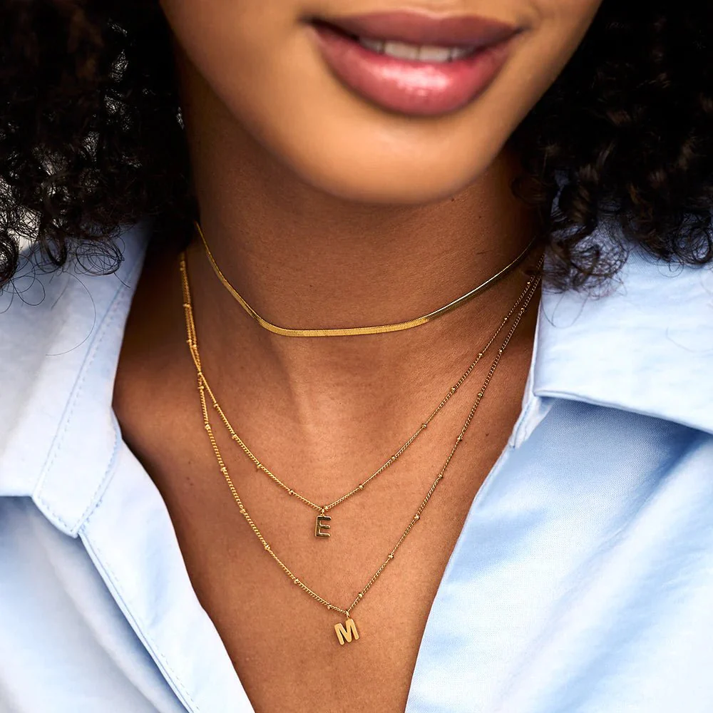 Initial I Satellite Chain Neck Pale Gold - Image 2
