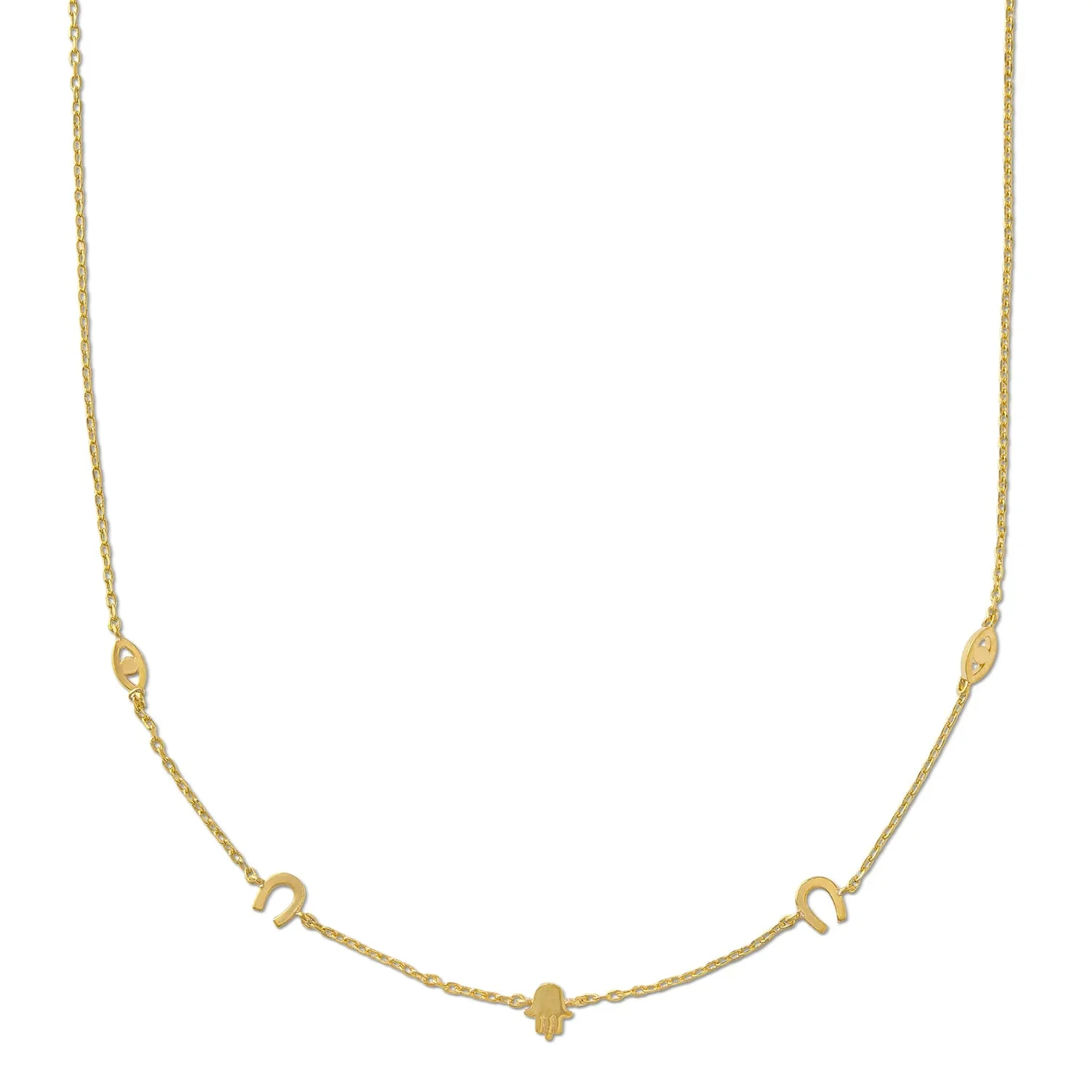 Spiritual Charm Stationed Necklace 15" Pale Gold - Image 3