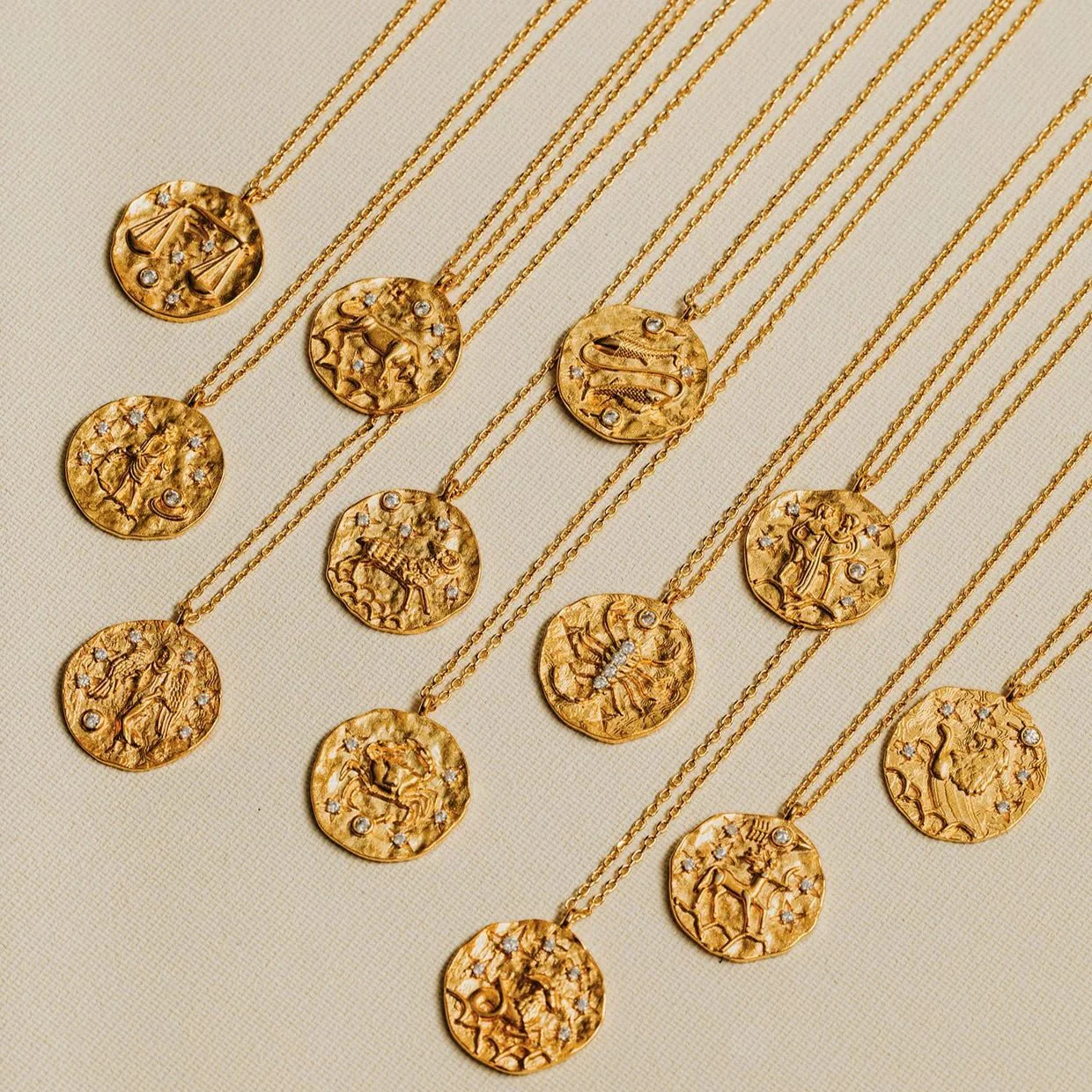 Sagittarius Zodiac Necklace Pale Gold - Image 2