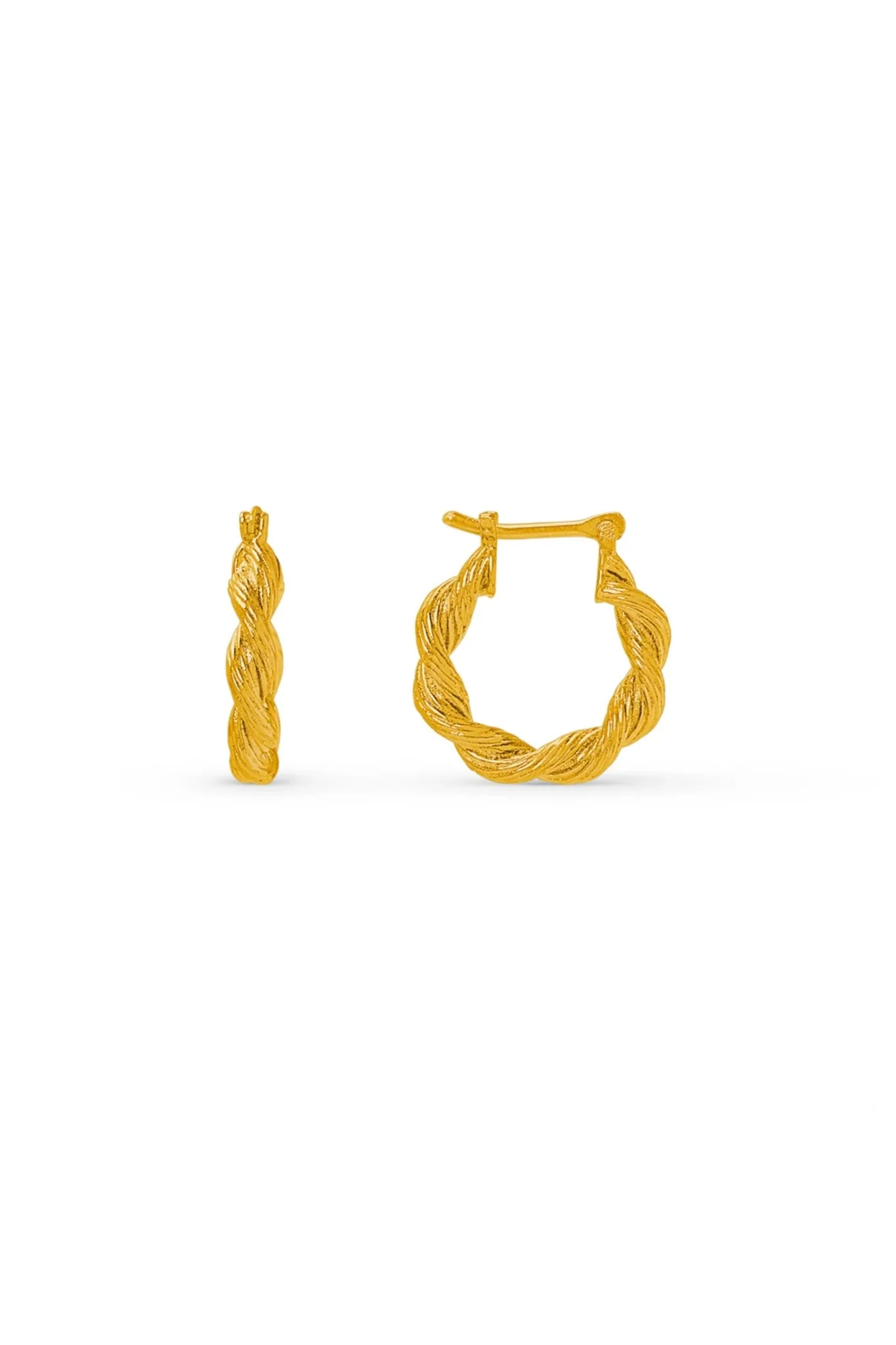 Twist Textured Small Hoop Pale Gold