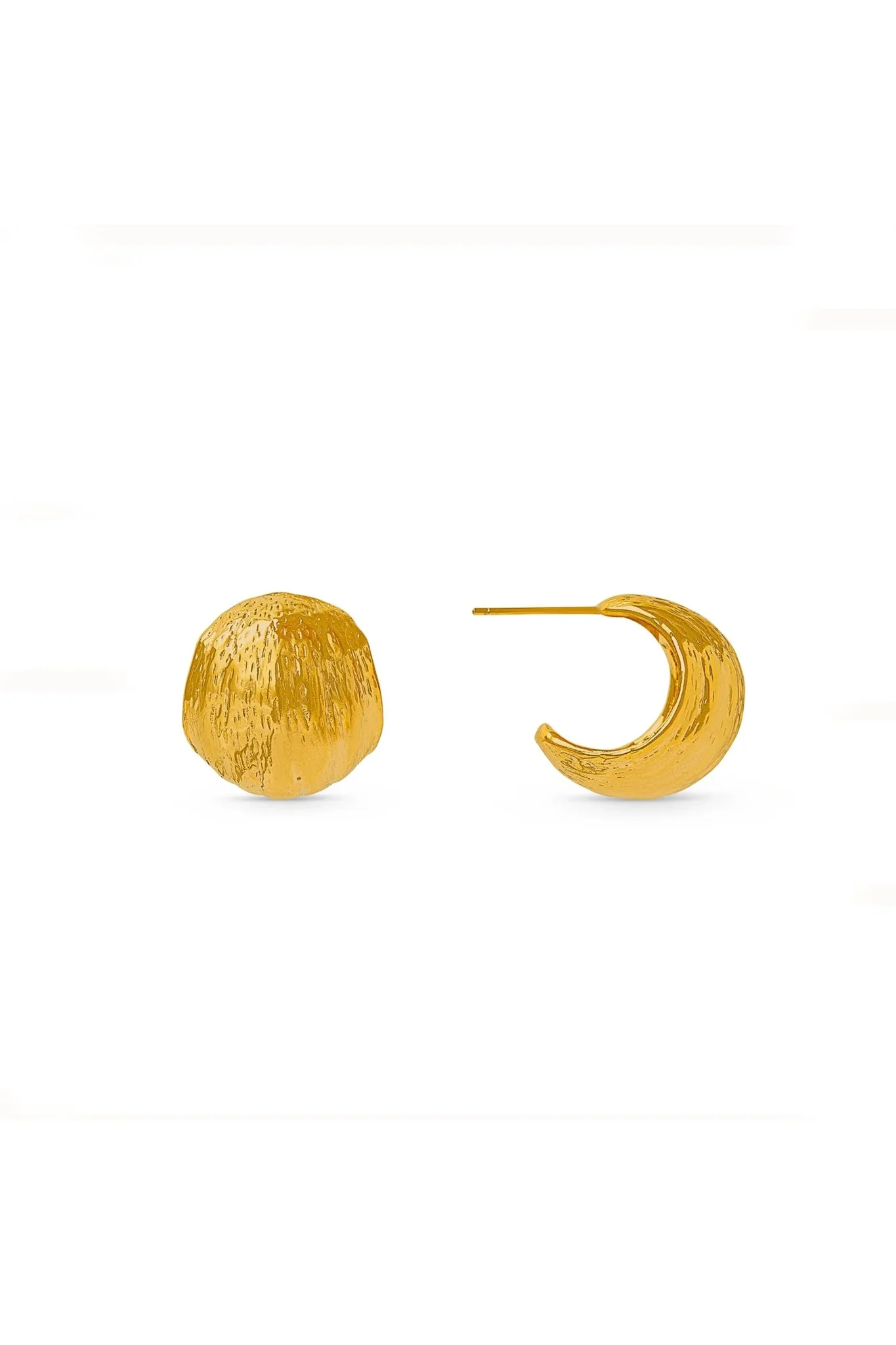 Voluminous Molten Hoop Earrings Pale Gold - Image 2