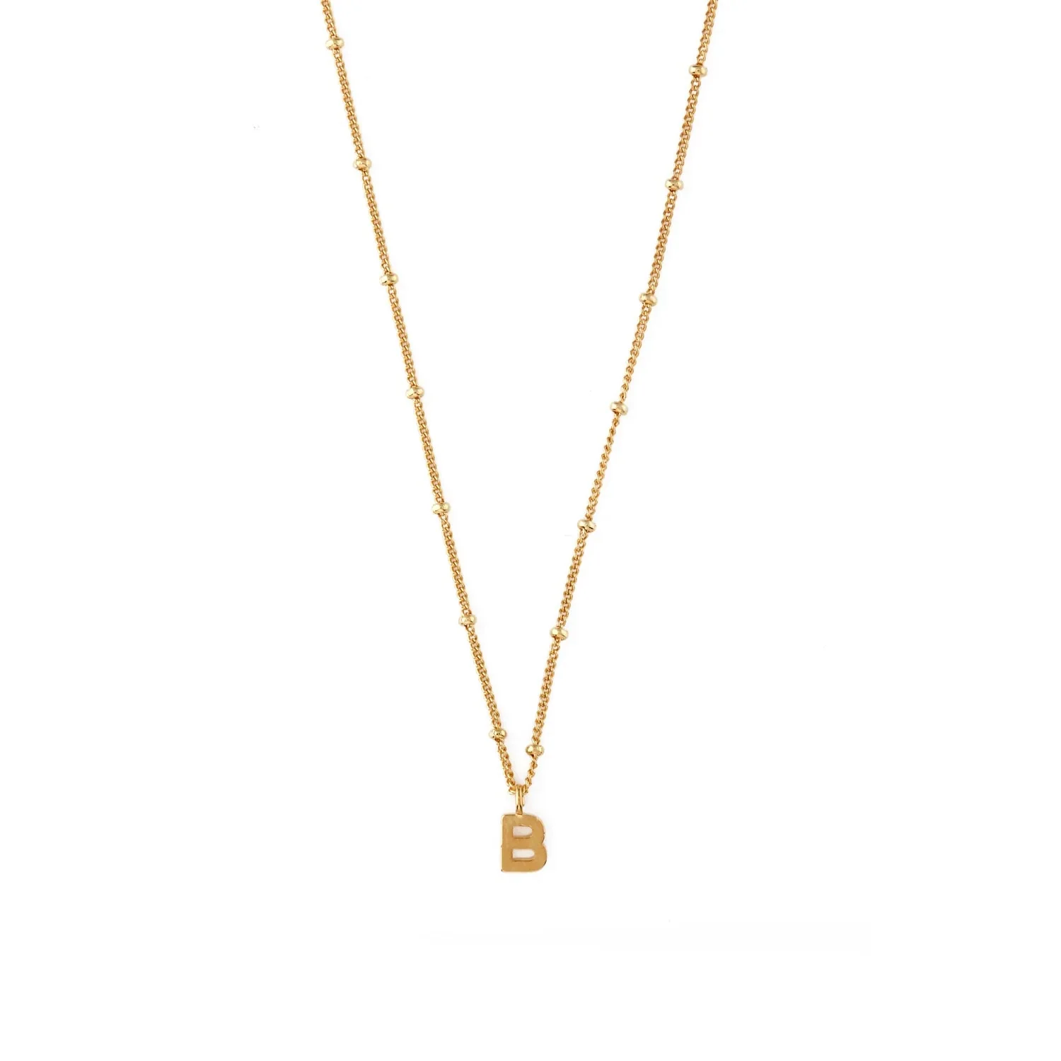 Initial B Satellite Chain Neck Pale Gold