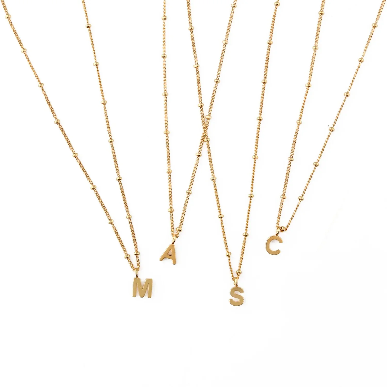 Initial B Satellite Chain Neck Pale Gold - Image 3