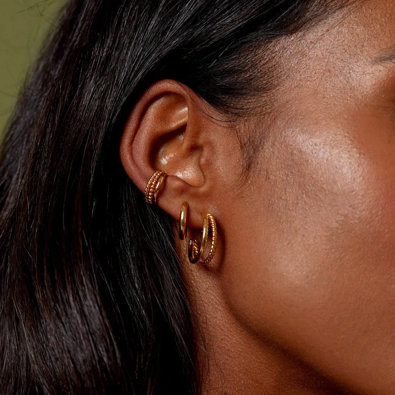 Double Illusion Mid Size Earring Pale Gold - Image 2