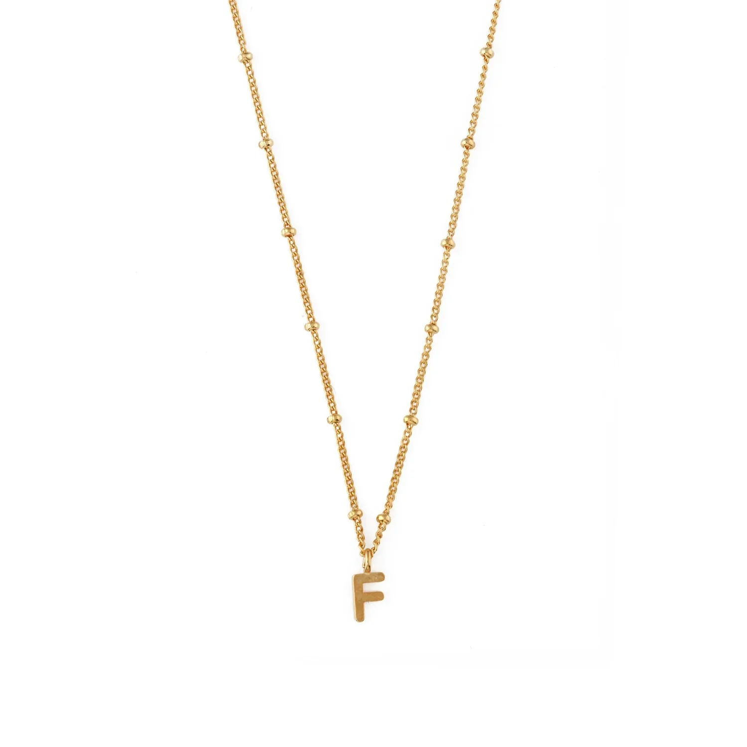 Initial F Satellite Chain Neck Pale Gold