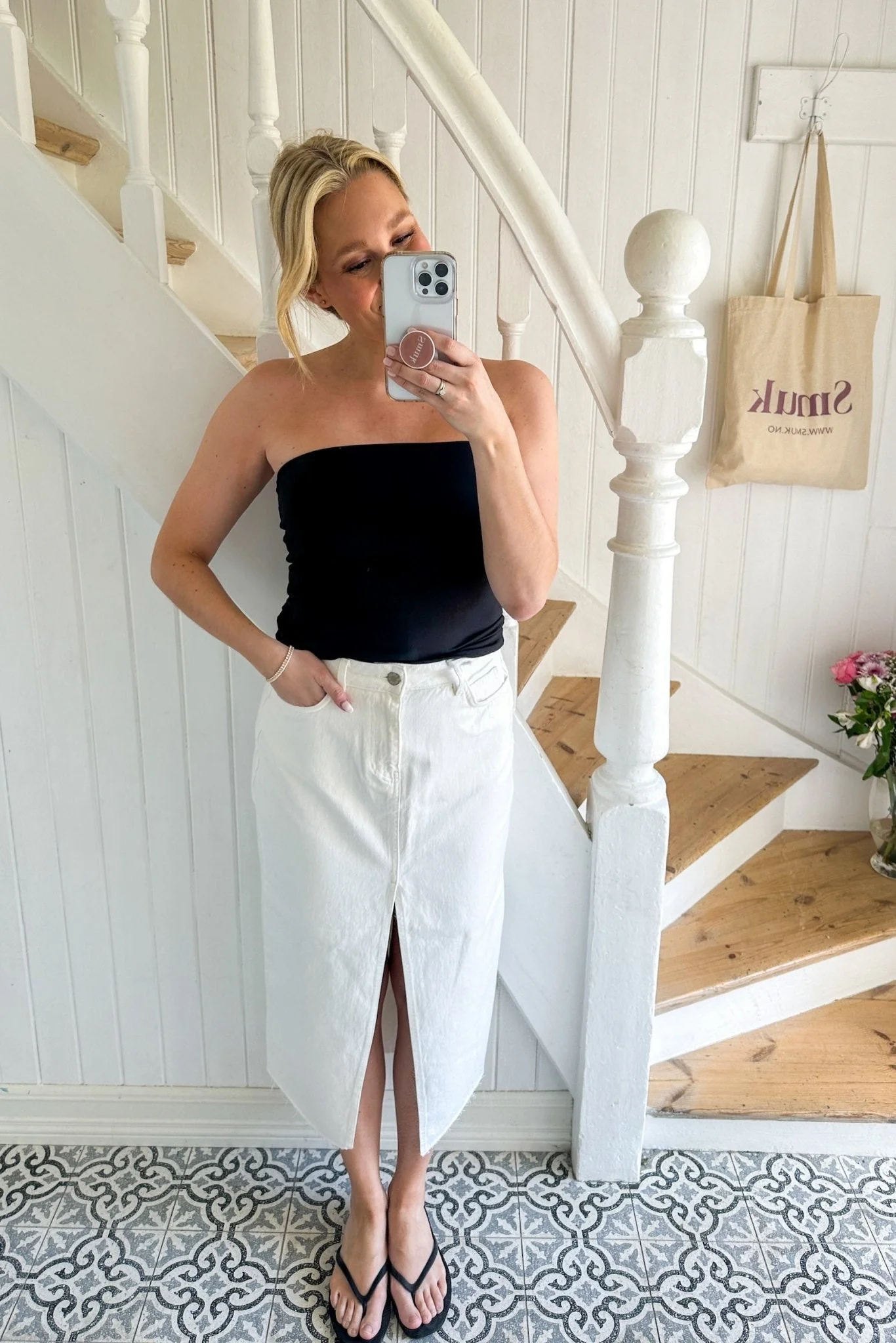 Gemma Rigid Denim Skirt Off White - Image 6