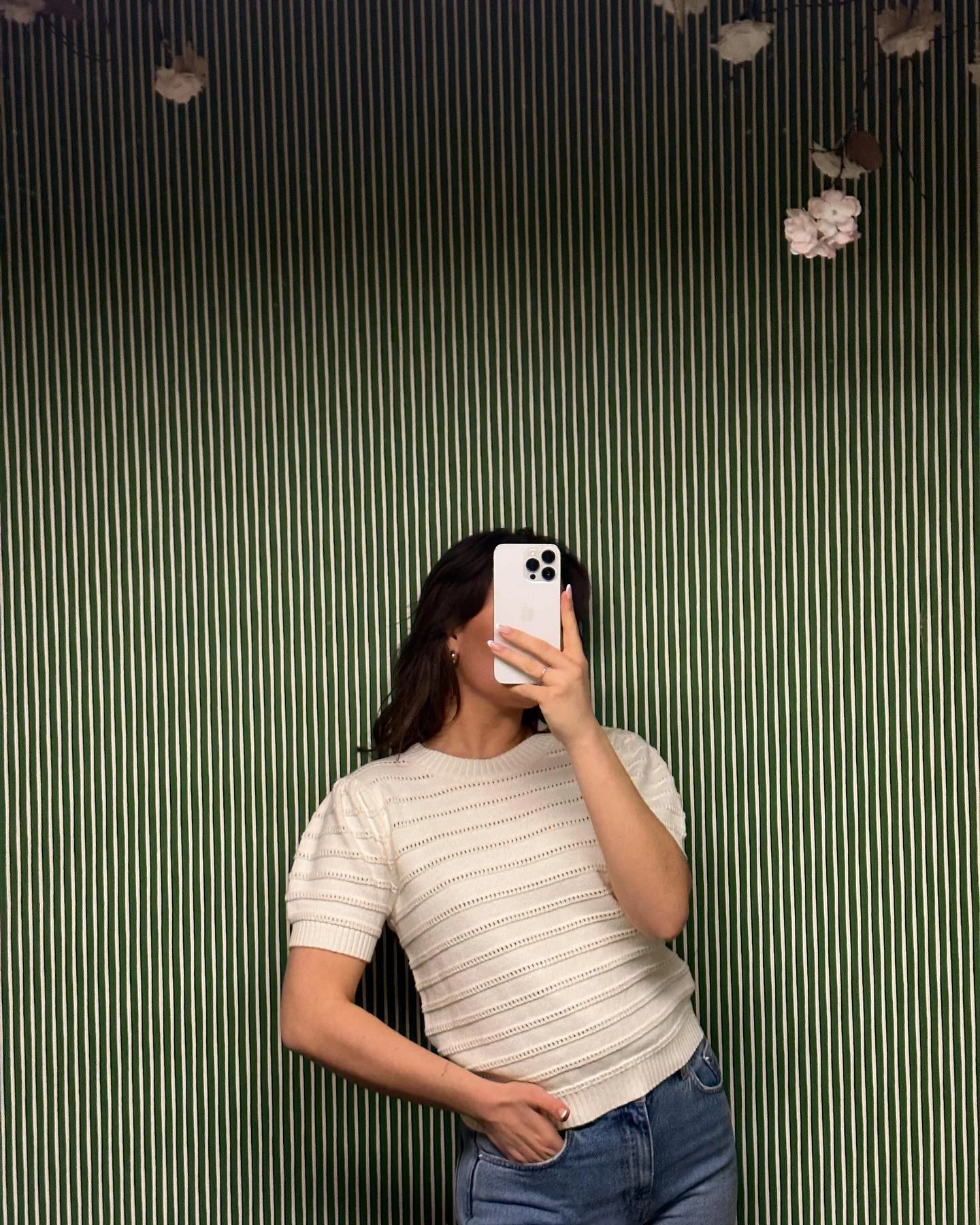 Sidra Stitch Solid Knit Blouse Off White - Image 2