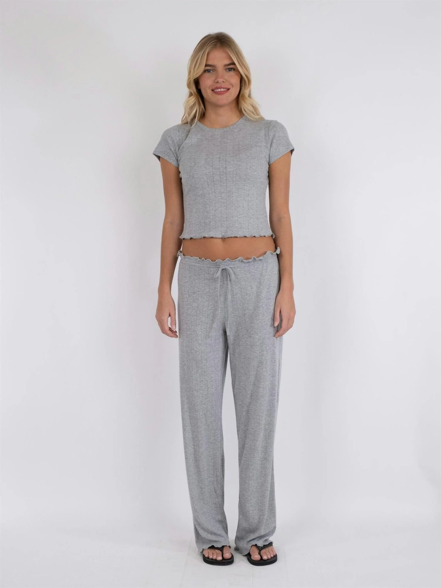 Lonnie Pointelle Top Light Grey - Image 3