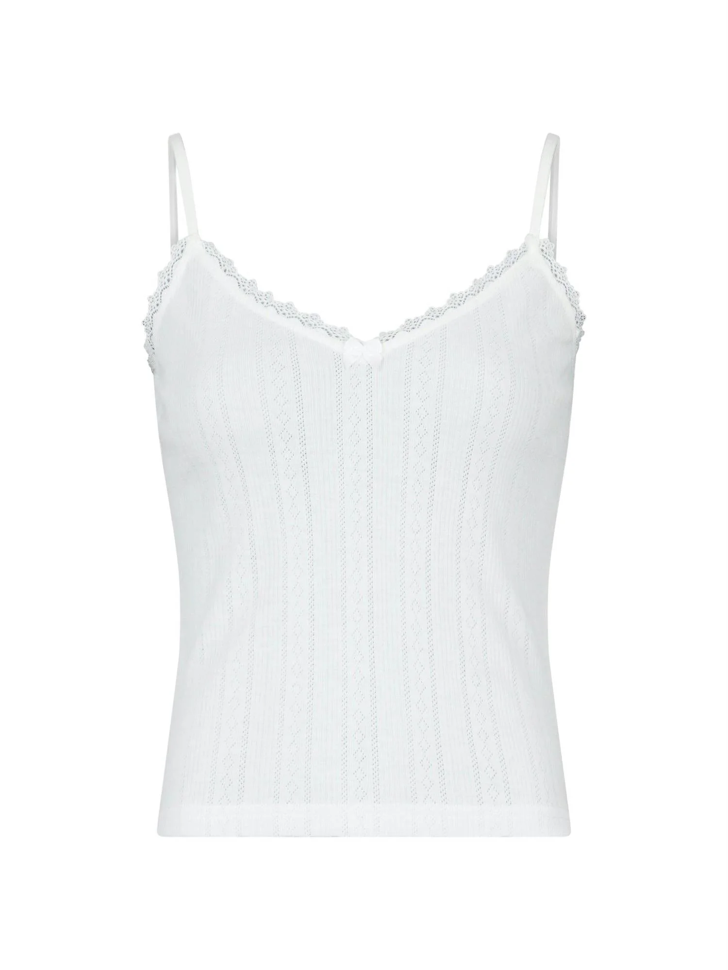 Lindsay Pointelle Top White