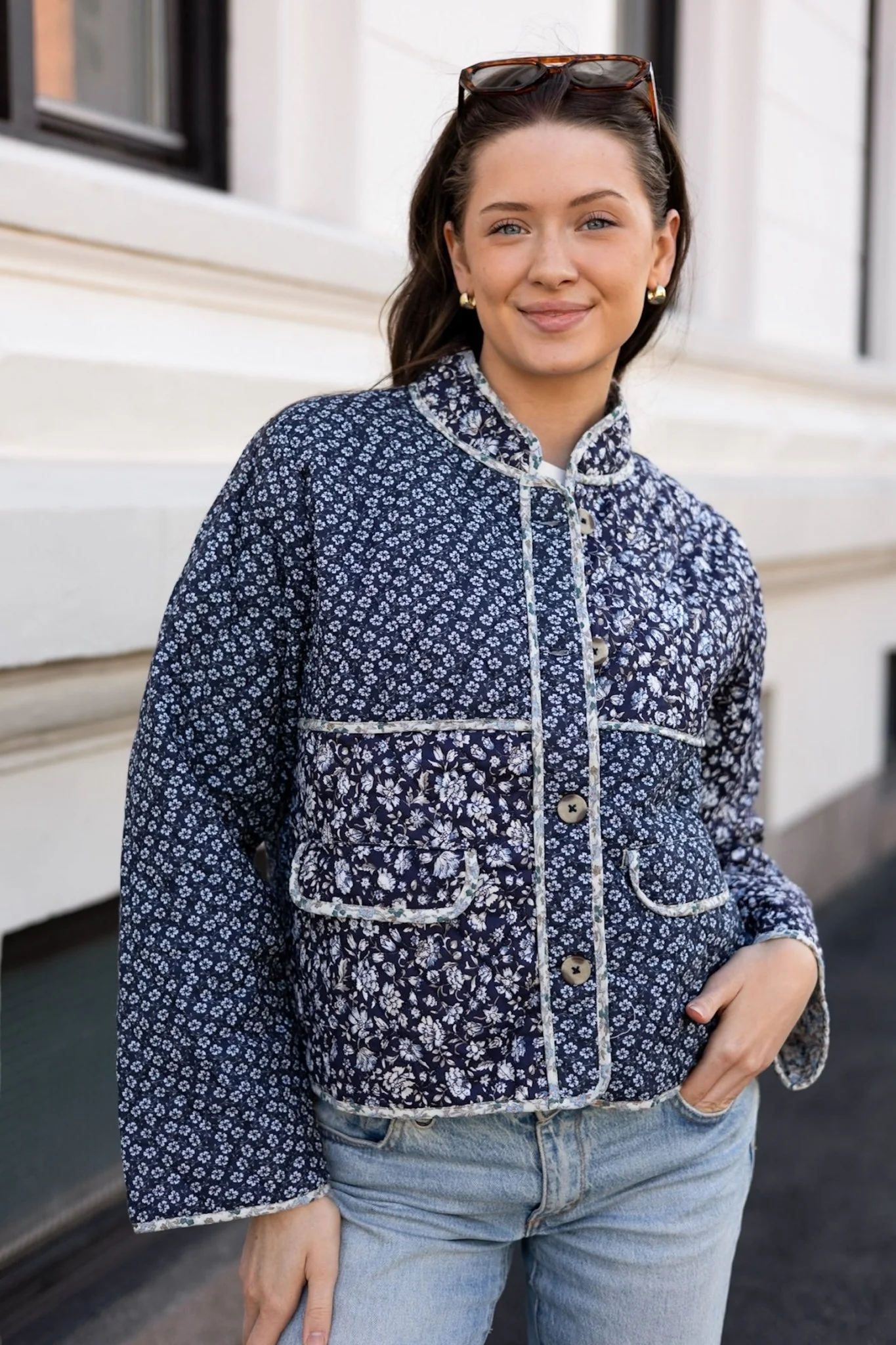 Kamil Quilt Combination Jacket Blue - Image 3