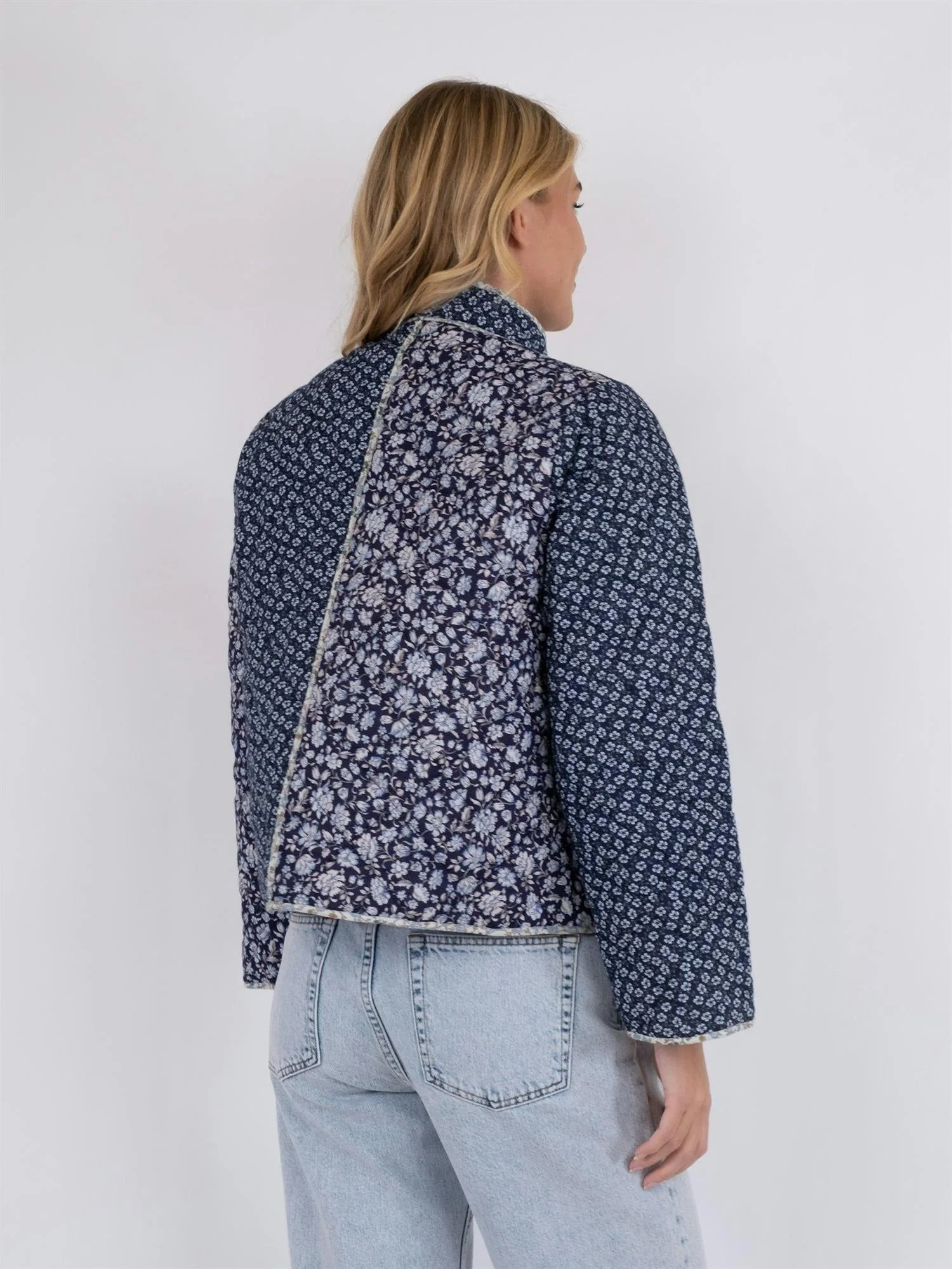 Kamil Quilt Combination Jacket Blue - Image 6