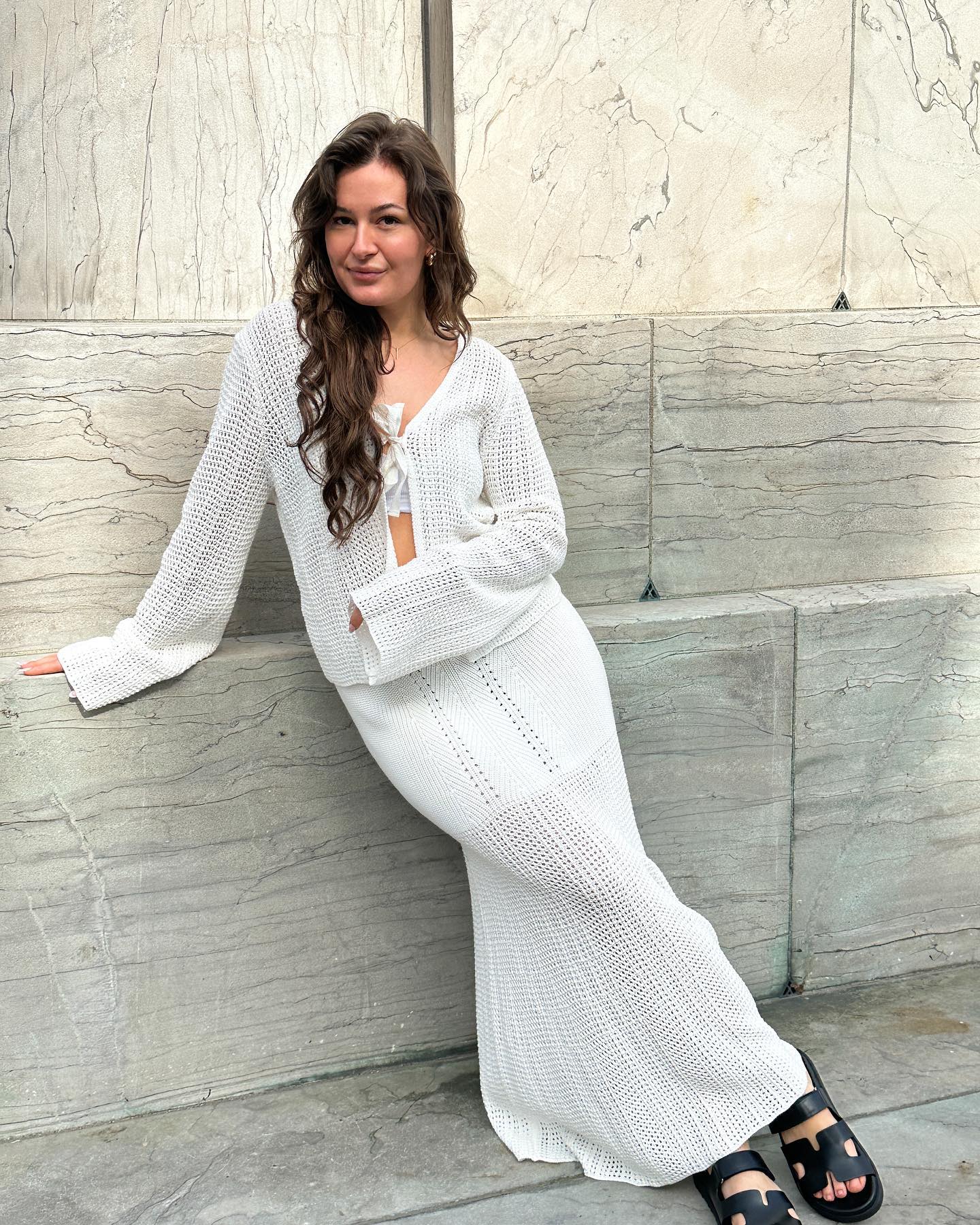 Lyric Crochet Knit Skirt White - Image 2