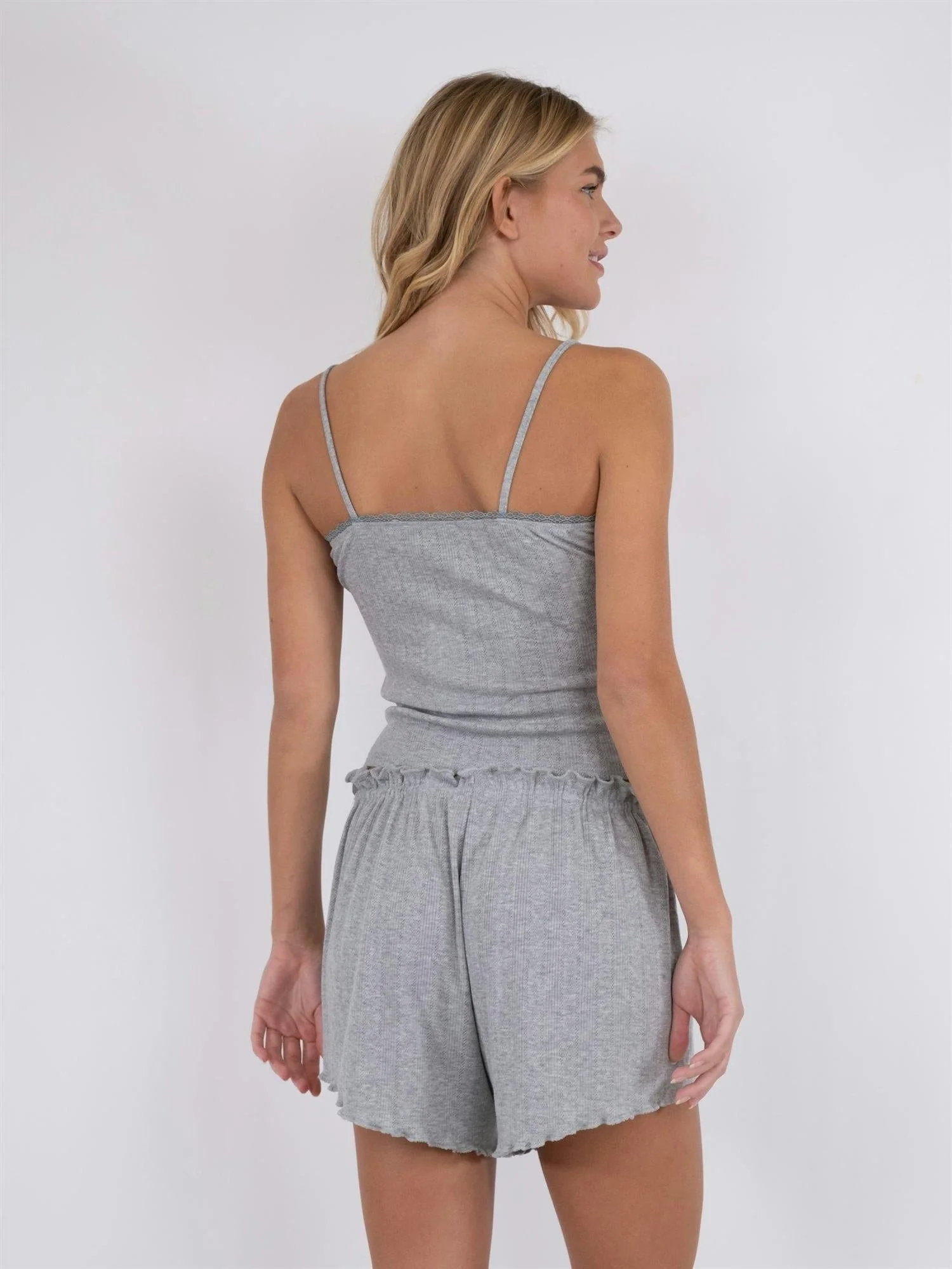 Lindsay Pointelle Top Light Grey - Image 4