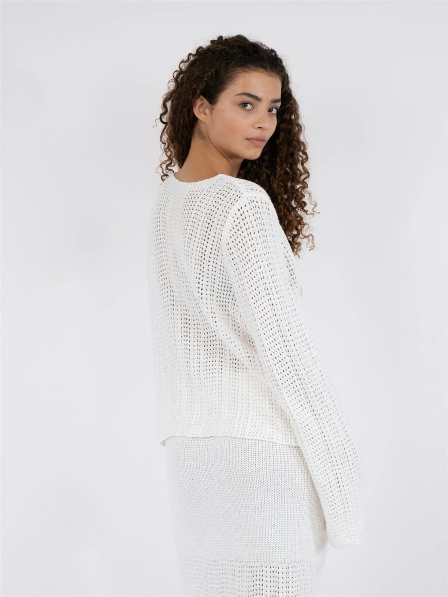 Bates Crochet Knit Cardigan White - Image 4