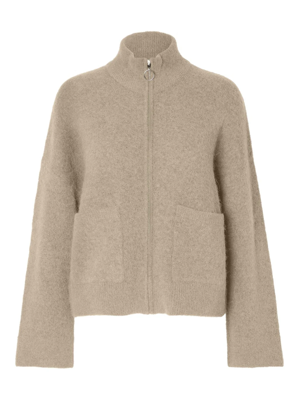 Sia Ras Ls Knit Zipper Cardigan Humus Melange - Image 2